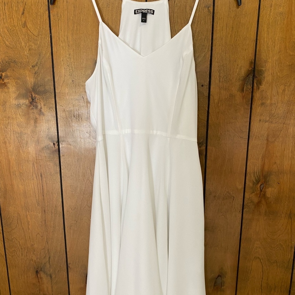Express White Strapless V-Neck Slip Dress